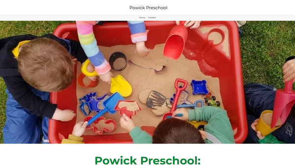 Screenshot of the Powick Pre-School website