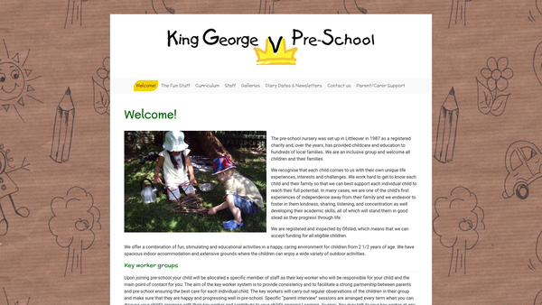 Screenshot of the King George V Playgroup website