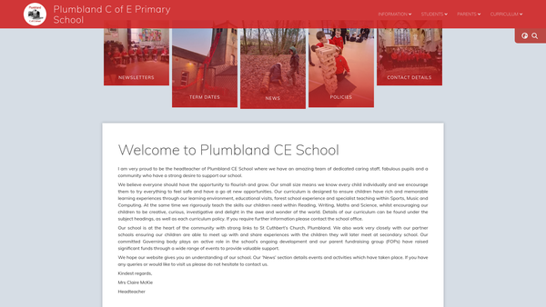 Screenshot of the Plumbland Playgroup website
