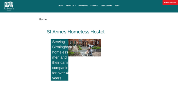 Screenshot of the St Anne's Hostel website