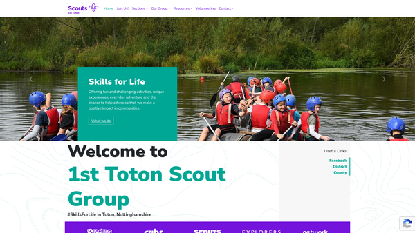 Screenshot of the 1st Toton (St Peters) Scout Group website