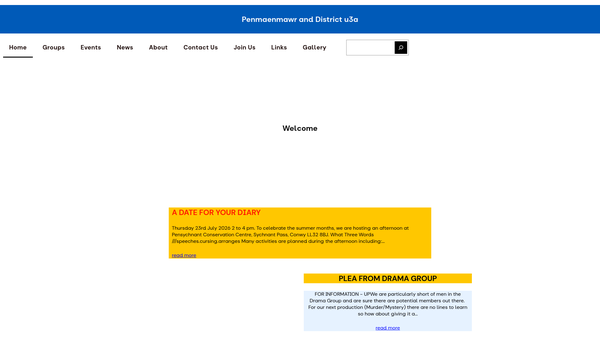 Screenshot of the Penmaenmawr And District U3A website