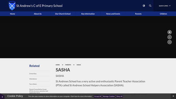 Screenshot of the St Andrew's School Helpers Association website