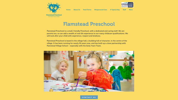 Screenshot of the Flamstead Pre-School website