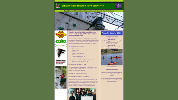 Screenshot of the 1st Arundel Scout Group website