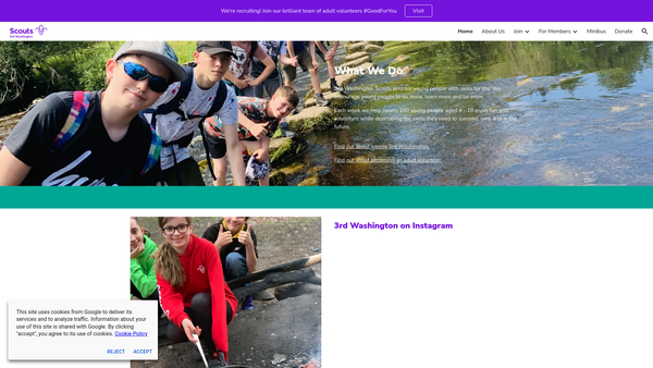 Screenshot of the 3rd Washington (Donwell) Scout Group website