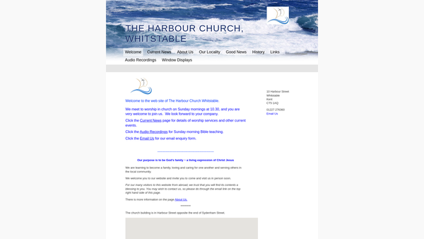 Screenshot of the The Harbour Church Whitstable website