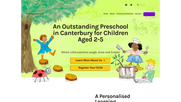 Screenshot of the Stepping Stones Preschool (Canterbury) website