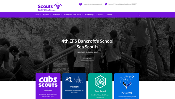 Screenshot of the 4th Epping Forest South (Bancroft's School) Sea Scout Group website