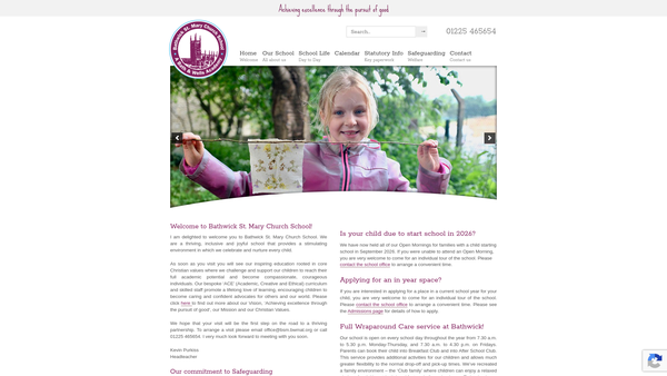 Screenshot of the Bathwick St Mary CE Primary School Parent Teacher Association website