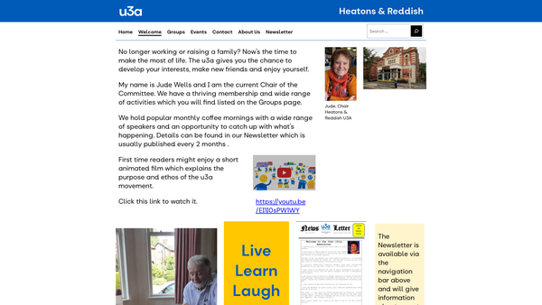 Screenshot of the Heatons-Reddish Group U3A website