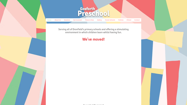 Screenshot of the Gosforth Pre-School (Dronfield) website