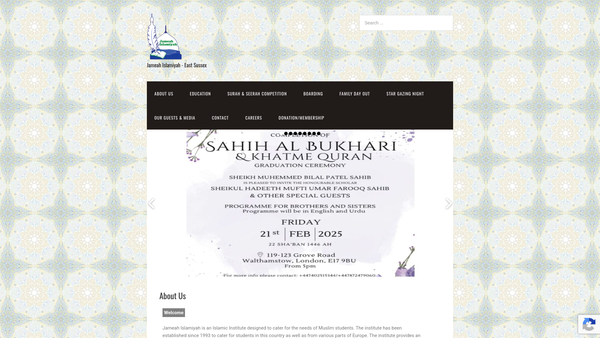 Screenshot of the Jameatul-Uloum-Al-Islameyah website