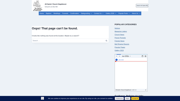 Screenshot of the Friends Of All Saints Church Staplehurst website