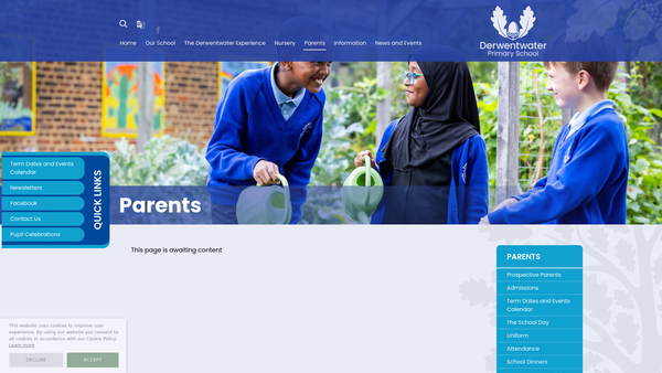 Screenshot of the Derwentwater School Association website
