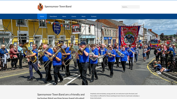 Screenshot of the Spennymoor Town Band website