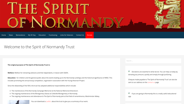 Screenshot of the Spirit Of Normandy Trust website