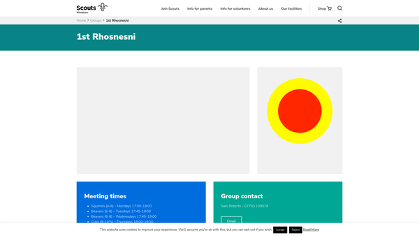 Screenshot of the 1st Rhosnessney Scout Group website