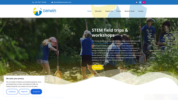 Screenshot of the The Darwin Centre For Biology And Medicine website