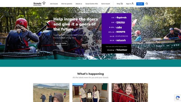 Screenshot of the First Needham Market Scout Group website