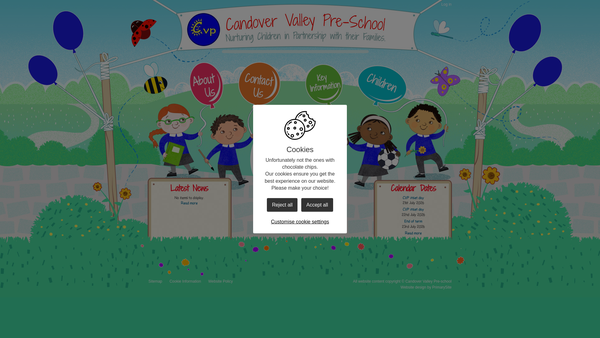 Screenshot of the Candover Valley Pre-School website