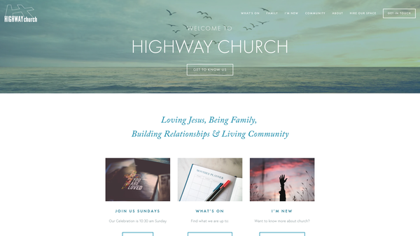 Screenshot of the Highway Church website