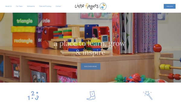 Screenshot of the Little Fingers Pre School website