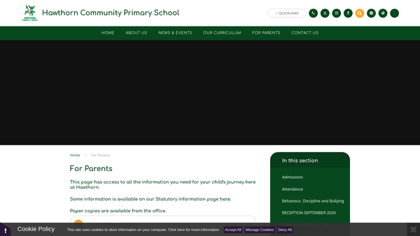 Screenshot of the Friends of Hawthorn Community Primary School website