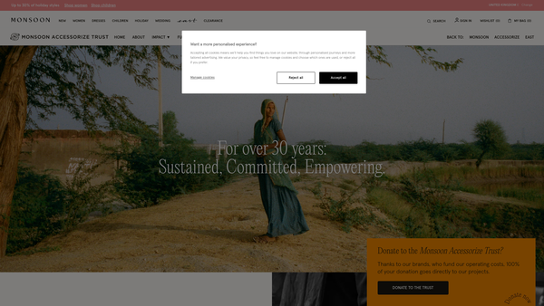 Screenshot of the The Monsoon Accessorize Trust website