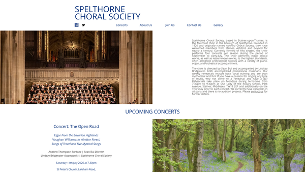 Screenshot of the Spelthorne Choral Society website