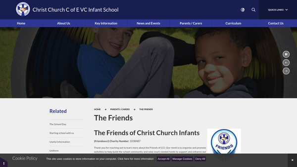 Screenshot of the Friends Of Christ Church C Of E VC Infant School website