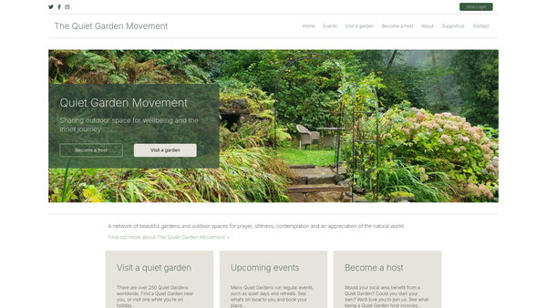 Screenshot of the The Quiet Garden Trust website