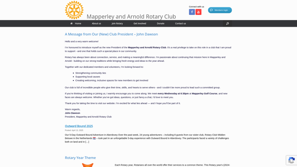 Screenshot of the Rotary Club Of Mapperley And Arnold Charitable Trust website