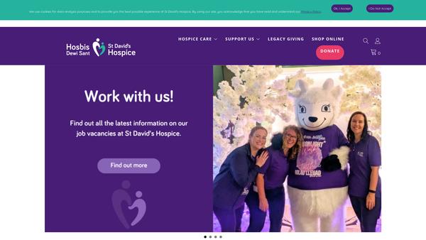 Screenshot of the St. David's Hospice website