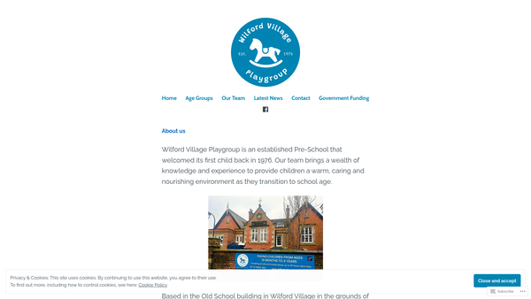 Screenshot of the Wilford Village Playgroup website