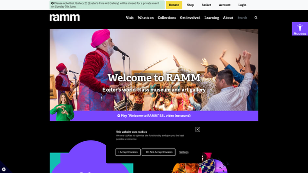 Screenshot of the Royal Albert Memorial Museum Development Appeal website