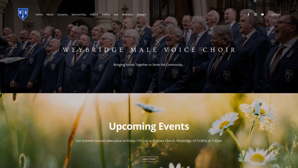 Screenshot of the Weybridge Male Voice Choir website