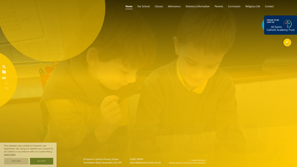 Screenshot of the St Dominic (Rc) Primary School (Harpenden) Parent Teacher Association website