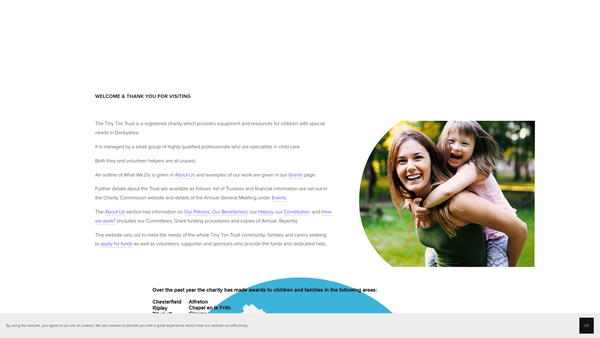 Screenshot of the Tiny Tim Trust website