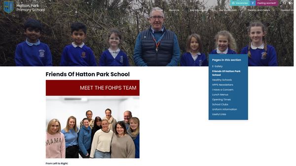 Screenshot of the Friends Of Hatton Park School website