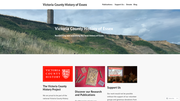 Screenshot of the Victoria County History Of Essex Trust website