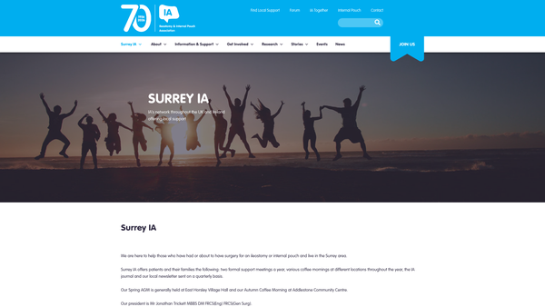 Screenshot of the Surrey Ia website