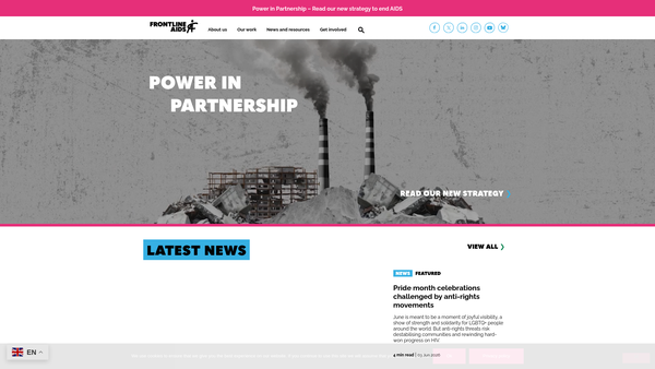 Screenshot of the Frontline AIDS website