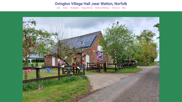 Screenshot of the Ovington Village Hall website