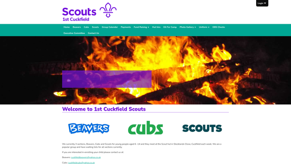 Screenshot of the 1st Cuckfield Scout Group website