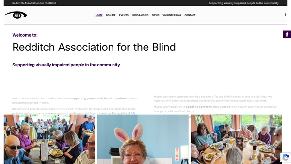 Screenshot of the The Redditch Association For The Blind website