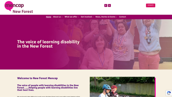 Screenshot of the New Forest Mencap website