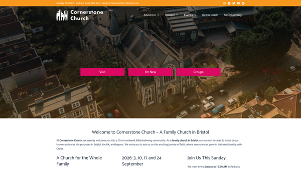Screenshot of the Cornerstone Church Bristol website