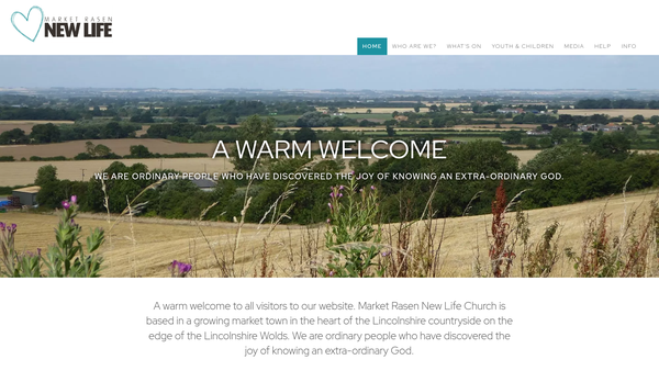 Screenshot of the Market Rasen New Life Christian Fellowship Trust website
