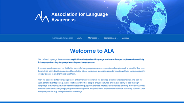 Screenshot of the Association For Language Awareness website